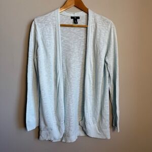 Gap Women's Long‎ Sleeve Open Front Slub Knit Cardigan Sweater Blue Large Preppy